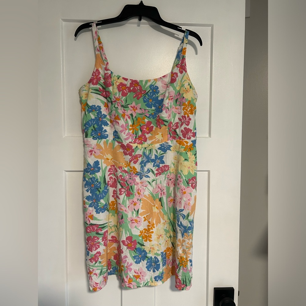 Old Navy Pink/Orange Floral Fit & Flare Cami Mini Dress